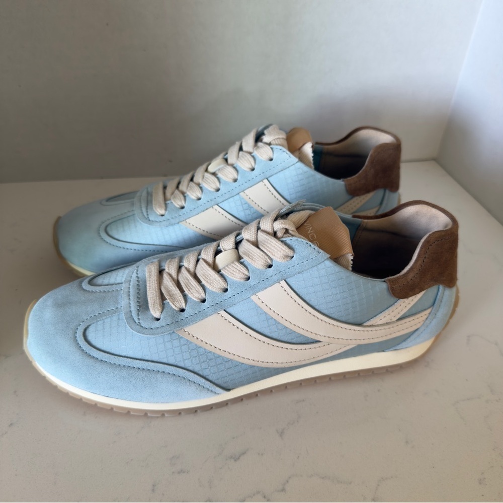 Vince Oasis Runner Sneakers Sky Blue Suede & Leather | Women’s Size 6 NWOB
